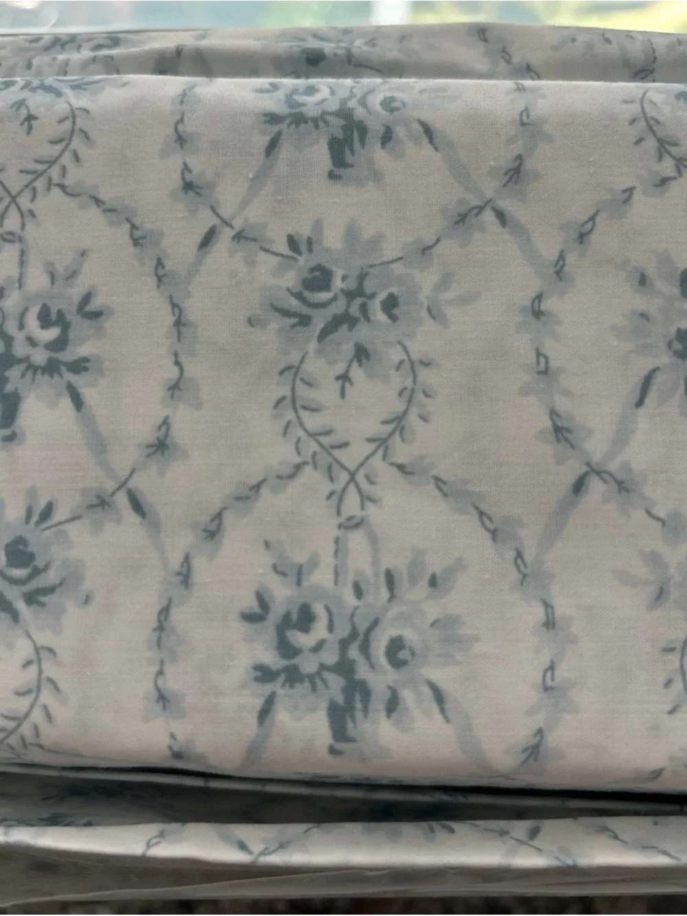 Cabbages and Roses KING Sheet Set Julia China blue Cotton Percale Cottage Chic
